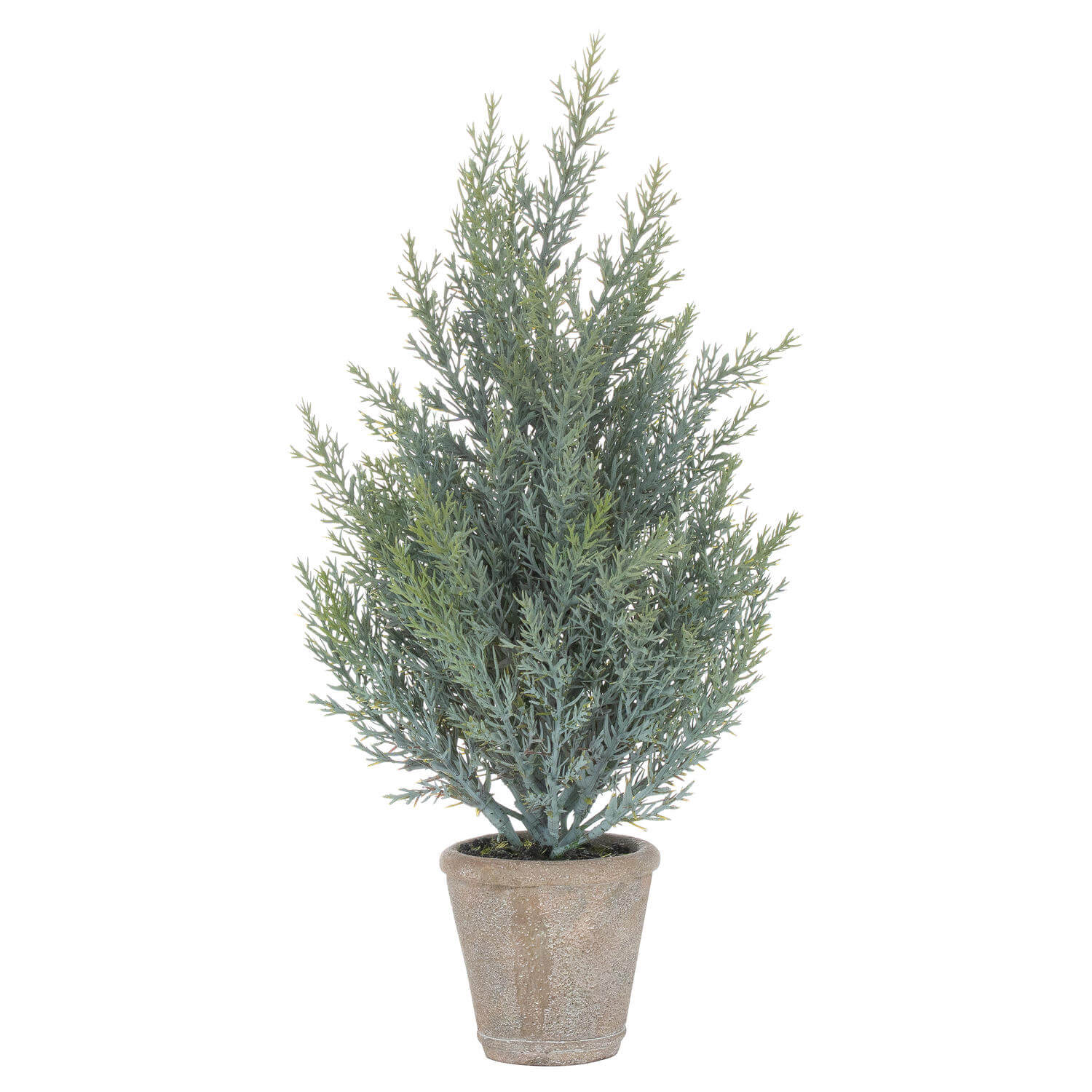 Miniature artificial fir tree in natural evergreen with lifelike branches and stone-effect pot, 33cm tall by RoomLondon at brixbailey.com