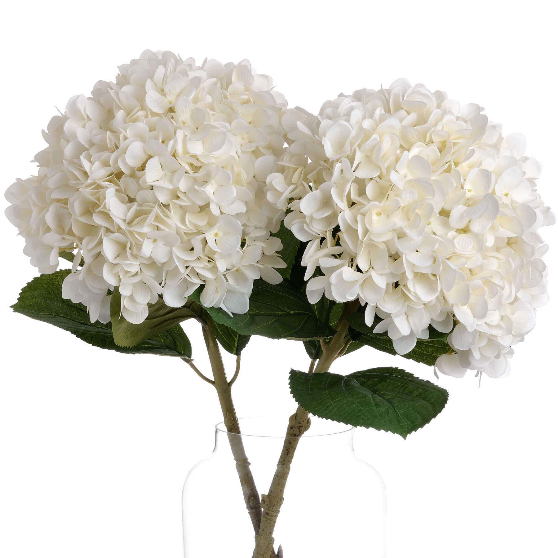 Oversized white artificial hydrangea with lifelike blooms, perfect for home decor and floral arrangements. by Sostter at brixbailey.com