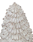 Snowy Fir Tree Sculpture Handcrafted in Resin for Winter Display