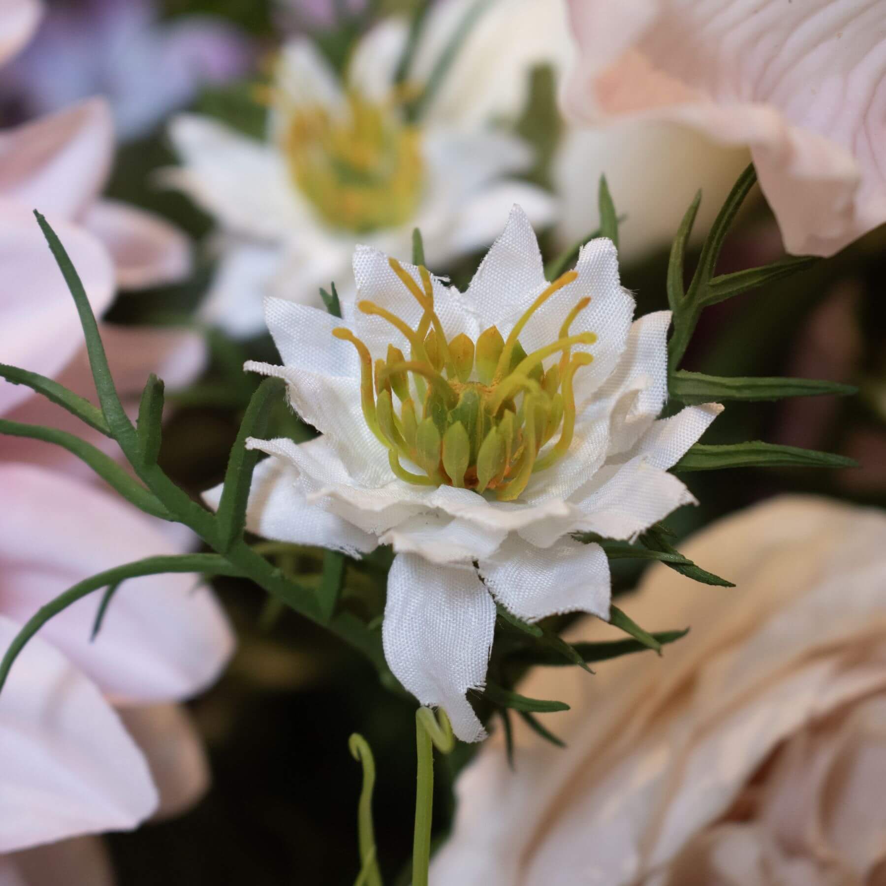 White Nigella Seed Faux Flower Stem