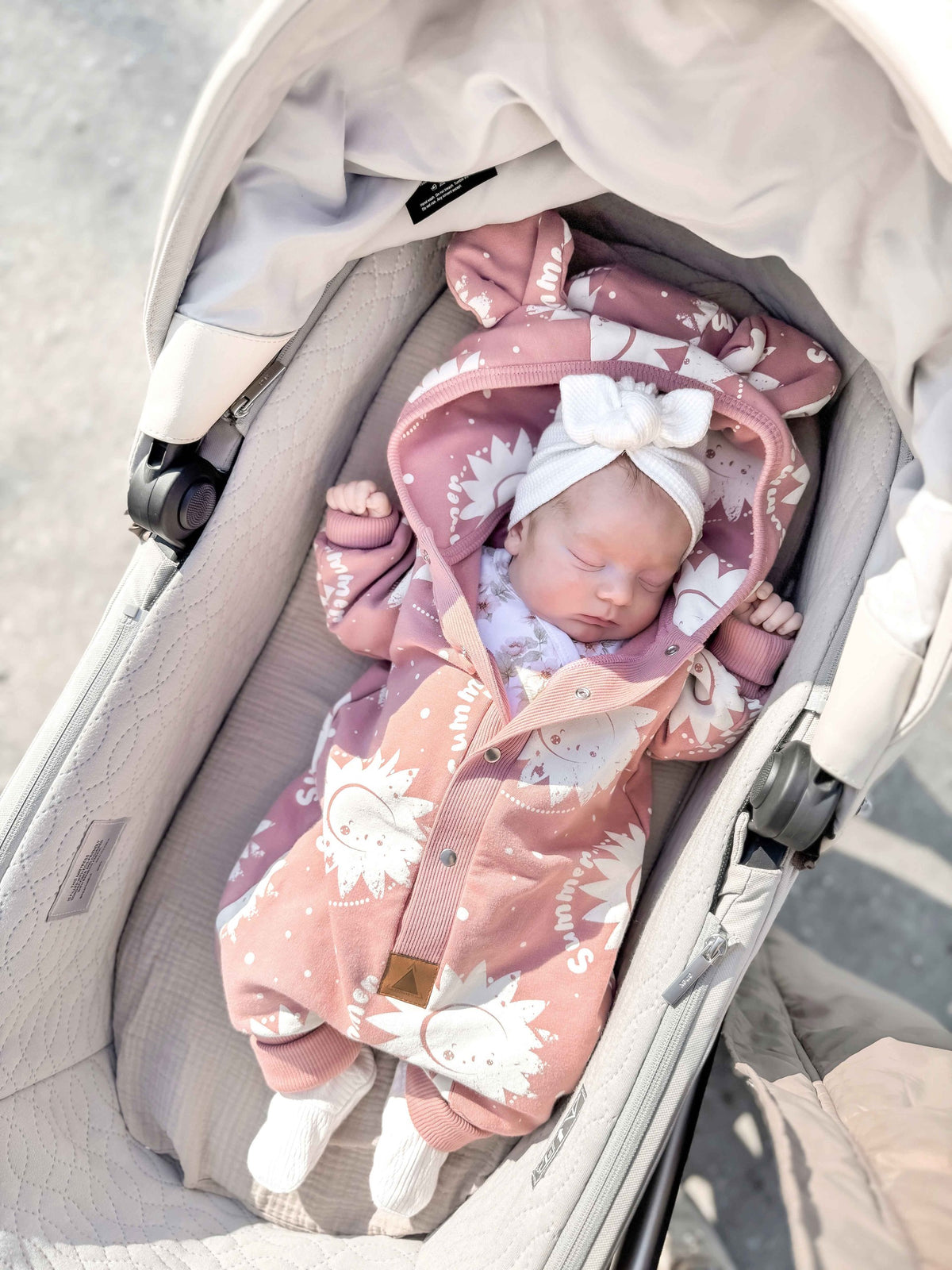 Eared Jumpsuit for Babies and Kids - Pink Suns
