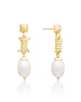 Drop Pearl And Barbed Wire Earrings