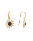 Gold Sun Drop Earrings with Black Onyx