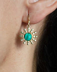 Etrusca Gold Sun Drop Earrings: Malachite