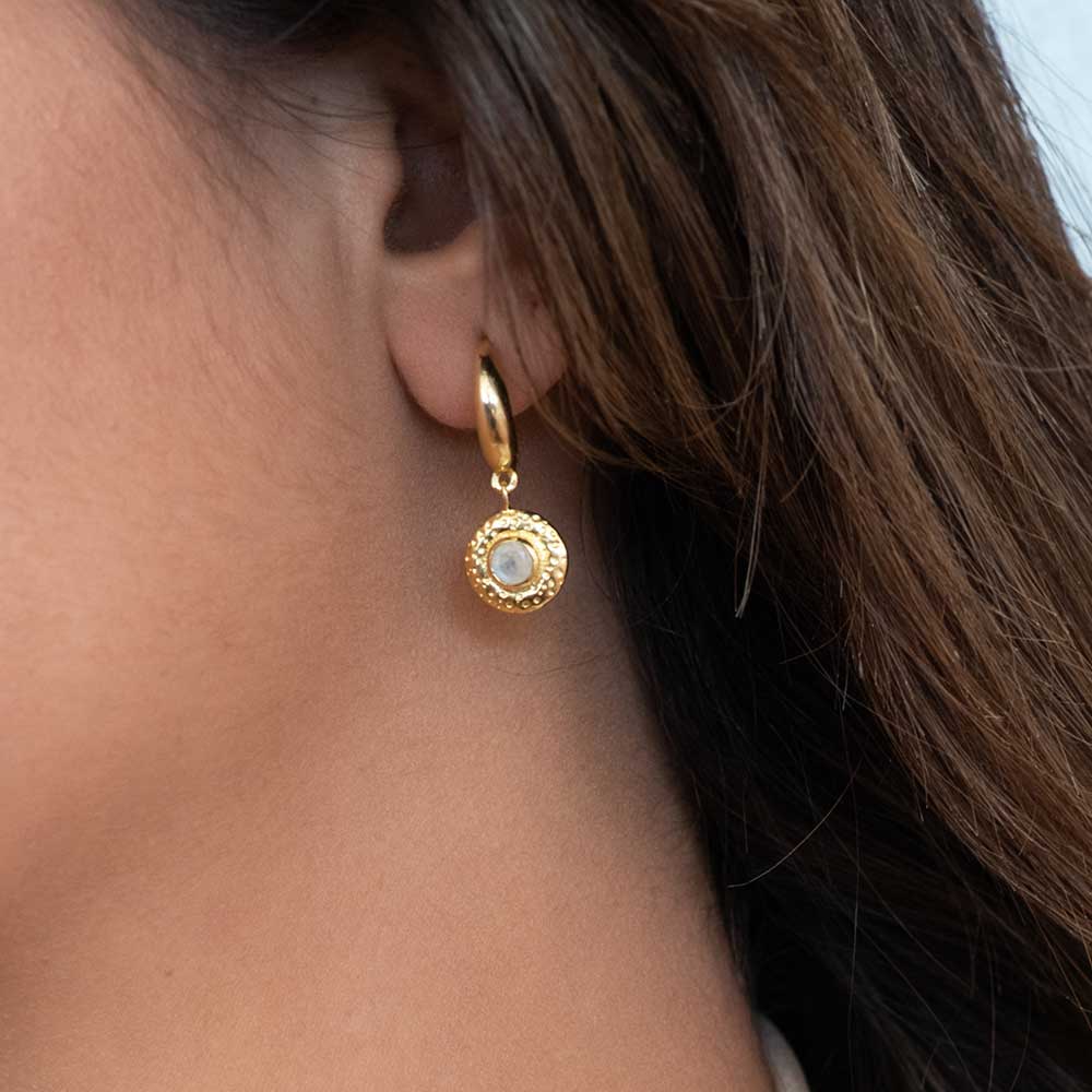Luna Gemstone Hoops Black Onyx