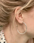 Large Textured Silver Hoops