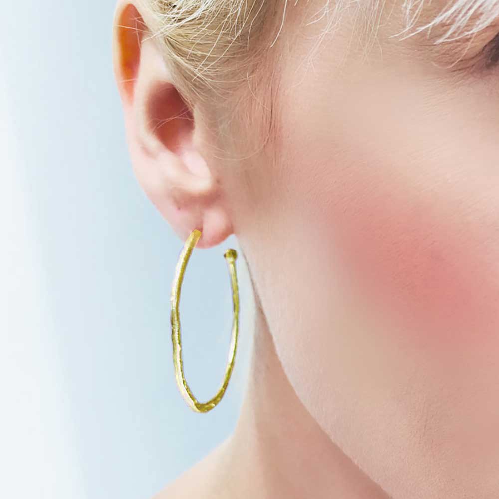 Large Textured Gold Hoops