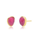 Odyssey Doublet Gold Stud Earrings: Mother of Pearl with Pink Crystal