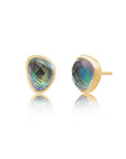 Odyssey Doublet Gold Stud Earrings: Abalone with Crystal
