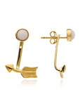 Pueblo Curved Arrow and Moonstone Ear Jacket, Gold Vermeil