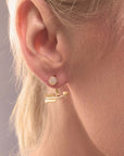 Pueblo Curved Arrow and Moonstone Ear Jacket, Gold Vermeil