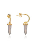 Pueblo Spike Hoop Earrings: Grey Moonstone