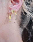 Pueblo Spike Hoop Earrings: Grey Moonstone