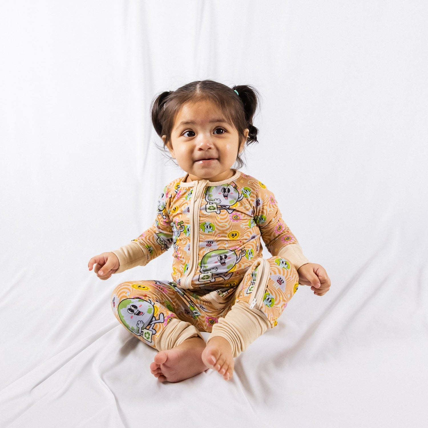 Lil' Earthling Bamboo Zip Onesie - Buttery Soft, Hippie Vibe for Baby by NIXX BABY at brixbailey.com