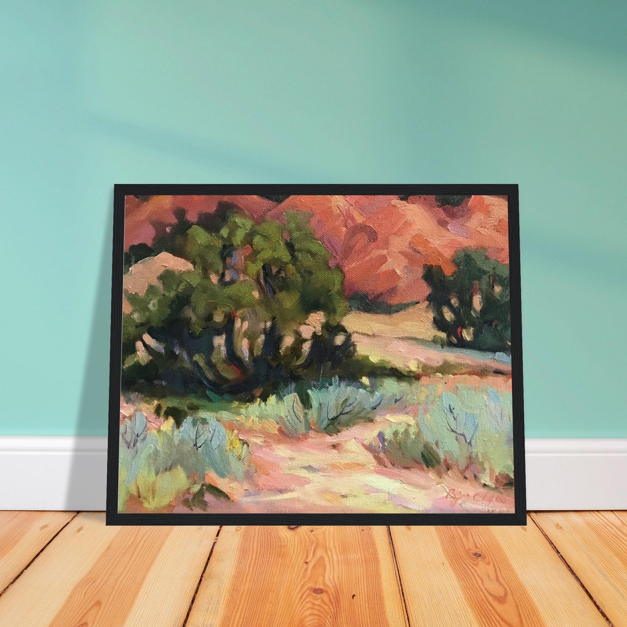 ‘Mesa at Ghost Ranch’ Southwestern Landscape | 16x20 Wooden Framed Art Print | Original Artwork by American Artist Barbara Cleary