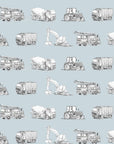 Watercolour Vehicles Wallpaper | Diggers, Fire Engines & Trucks | Kids Bedroom & Nursery