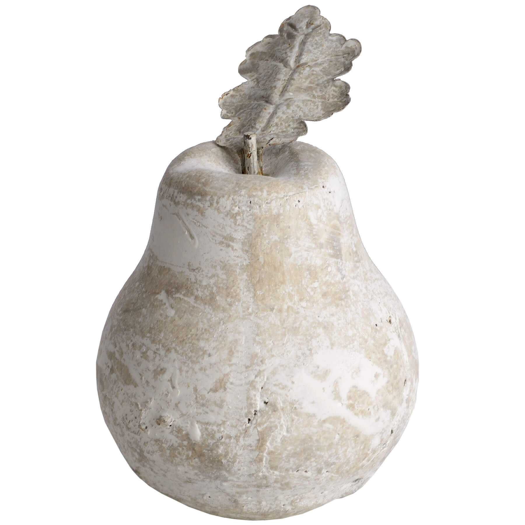 Petite Stone Pear Sculpture in Cream Finish
