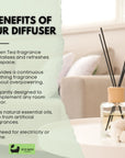 Eco Bath London Green Tea Reed Diffuser - Refreshing Room Fragrance with Notes of Bergamot and Green Tea, 100ml (3.38 Fl.Oz)