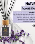 Eco Bath London French Lavender Reed Diffuser - Luxurious Home Fragrance with Natural Essential French Lavender Oil, 100ml (3.38 Fl.Oz)