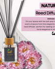 Eco Bath London Peony Reed Diffuser - Beautiful Bouquet of Peonies Fragrance, Intensive, Fresh & Long Lasting Room Diffuser, 100ml (3.38 Fl.Oz)