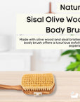 Eco Bath London Luxury Natural Sisal Olive Wood Body Brush - The Ultimate Dry Brushing Body Brush