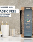 Eco Bath  Natural Sisal Hemp Back Strap Black