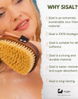 Eco Bath London Natural Sisal Walnut Hand Brush - Luxury Hand Brush for Dry Brushing