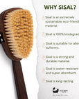 Eco Bath London Natural Sisal Walnut Wood Body Brush - Luxurious Dry Brushing Body Brush