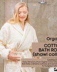 Eco Bath London Organic Cotton Shawl Collar Bath Robe - 100% Certified Organic Cotton
