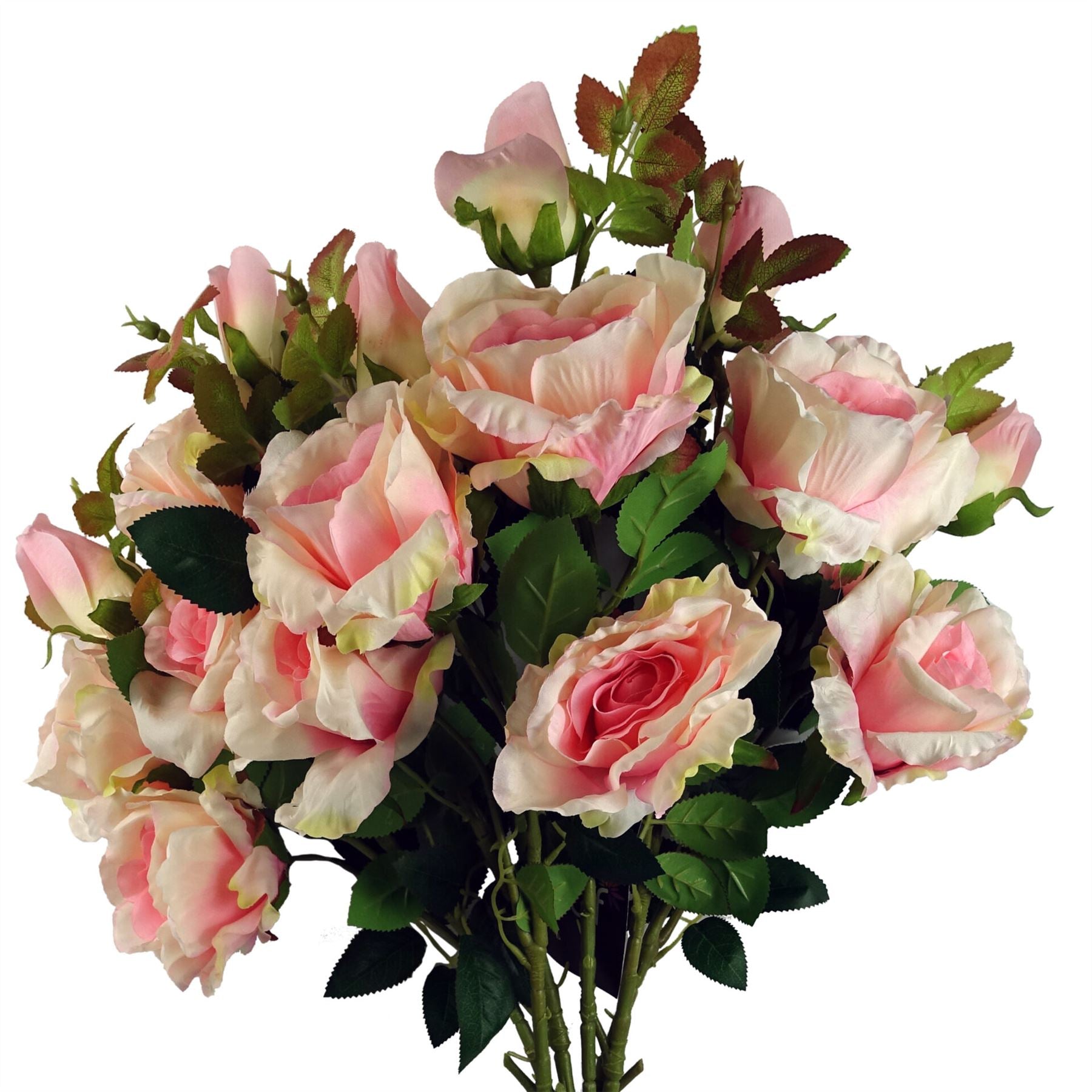 Pack of 6 x 80cm Artificial Pink Rose Stem - 18 flowers-0