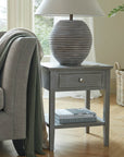 Ripple Ceramic Table Lamp with Linen Shade in Earth Brown