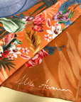 Rust Luxury Silk Pocket Square and tie in Gift set in box, 'Eden' design formal wear for weddings or groomsmen gift