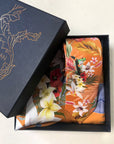 Rust Luxury Silk Pocket Square and tie in Gift set in box, 'Eden' design formal wear for weddings or groomsmen gift