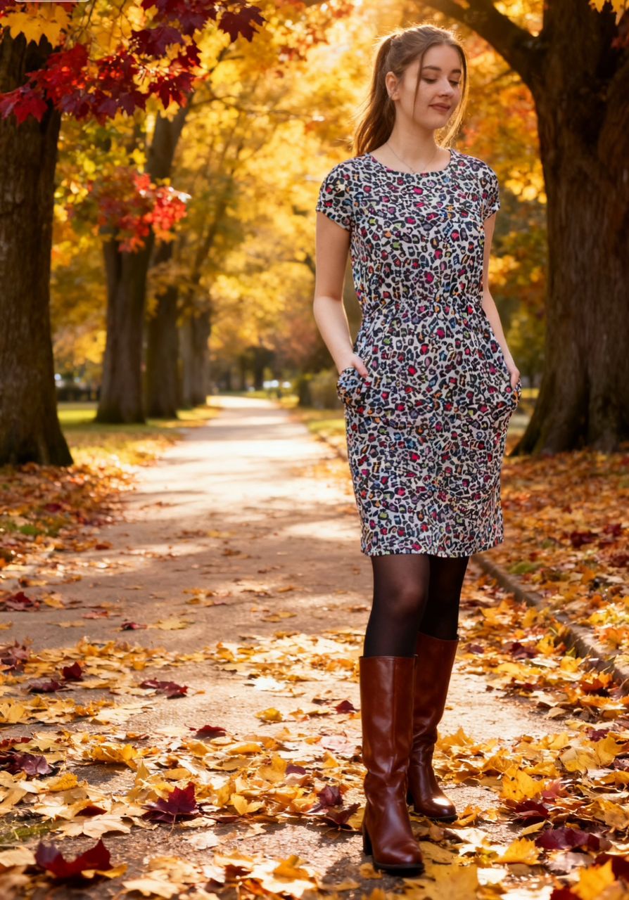 Rainbow Leopard Breastfeeding Dress | Knee Length Nursing Dress