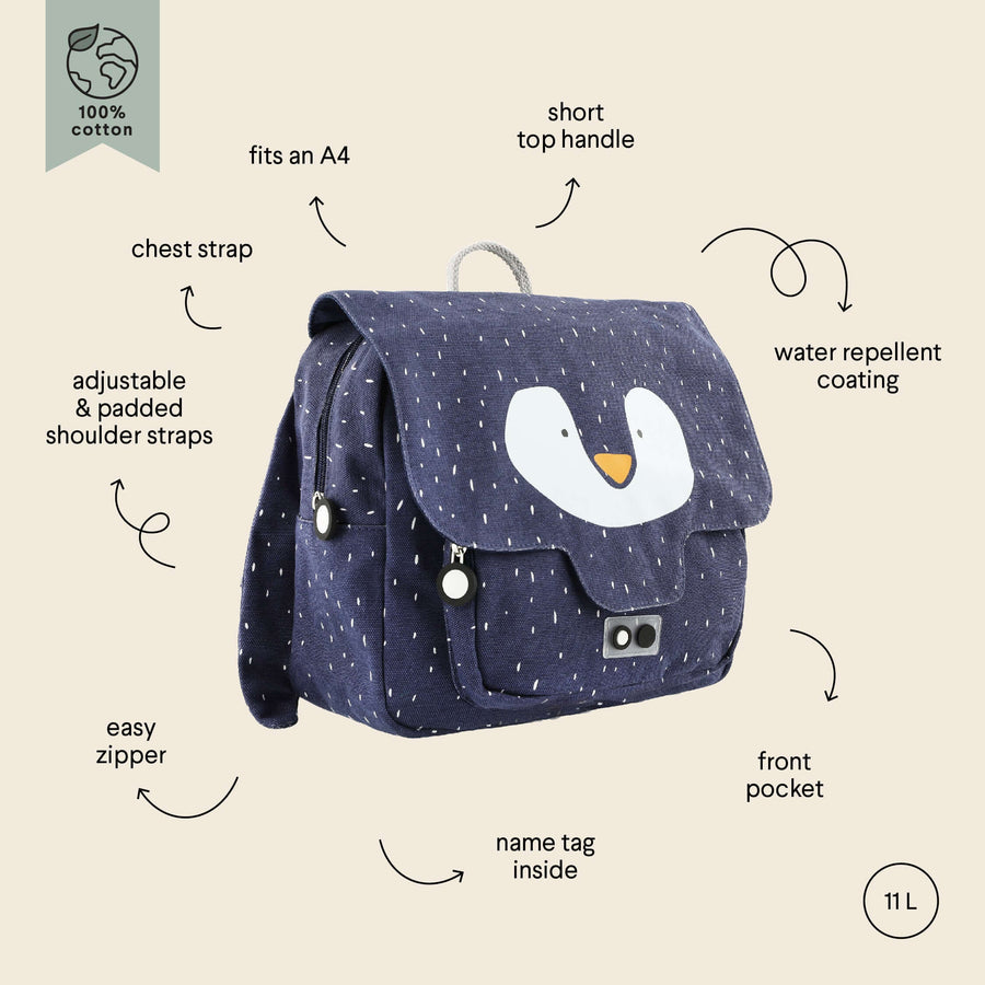 Children's Cotton Backpack - Water-Repellent, Adjustable Straps