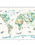 Wildlife World Map Mural Wallpaper For Children