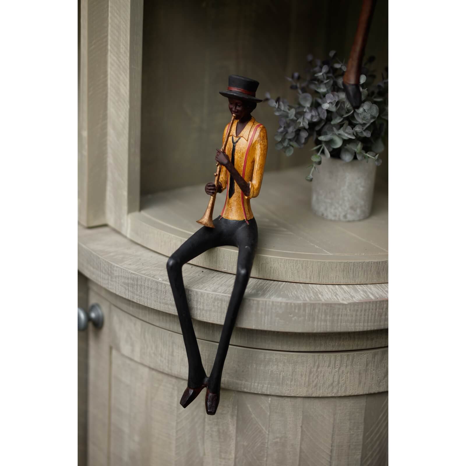 Smooth Jazz Trumpeter Statue | Elegant Sitting Musician Decor