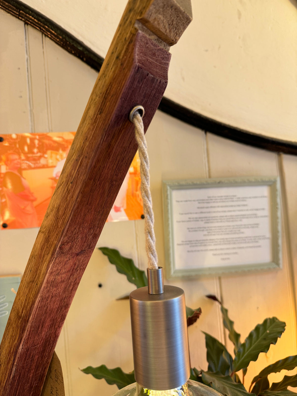 Oak Stave Table Lamp | Curved Wooden Bedside &amp; Living Room Lamp UK