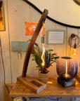 Oak Stave Table Lamp | Curved Wooden Bedside & Living Room Lamp UK