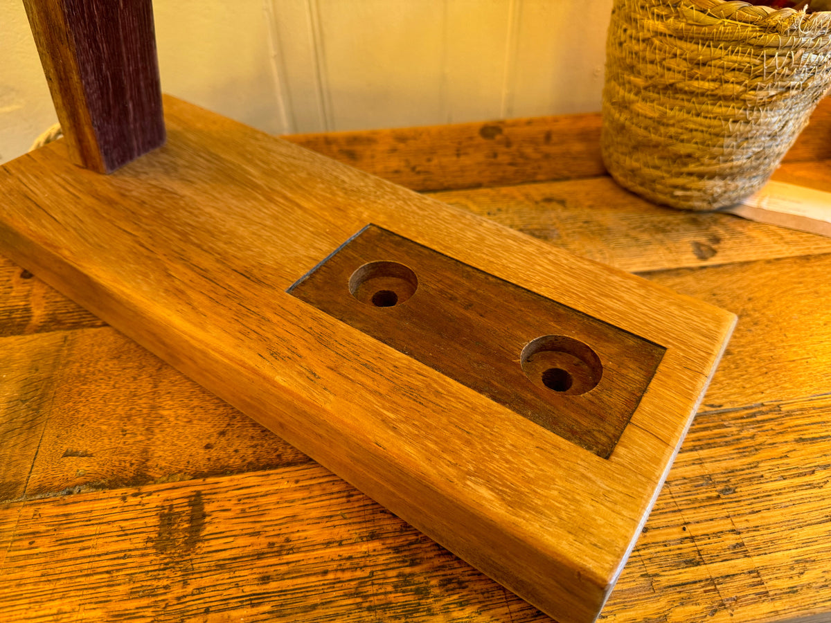 Oak Stave Table Lamp | Curved Wooden Bedside &amp; Living Room Lamp UK