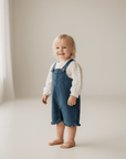 Embroidered Blouse and Denim Dungaree Set