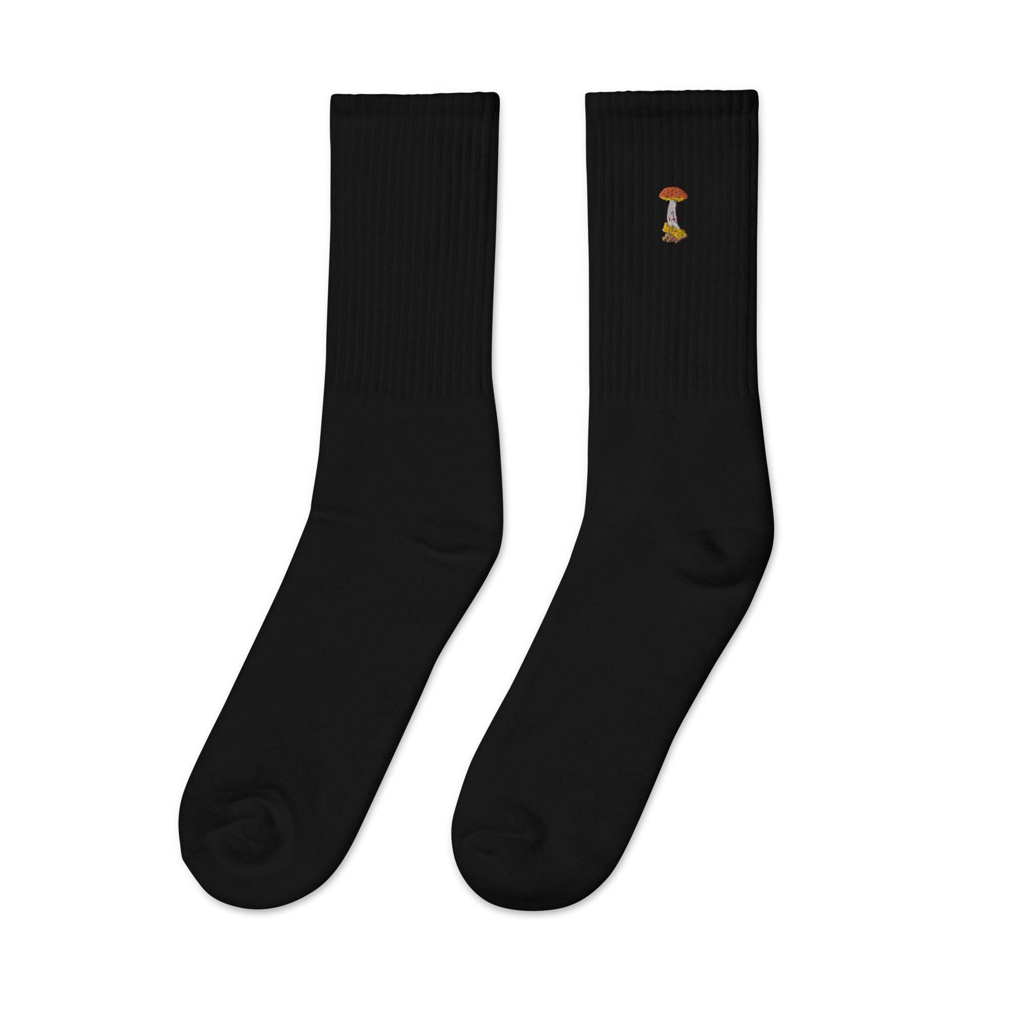 Rocket Fuel Embroidered Socks with Mushroom Design