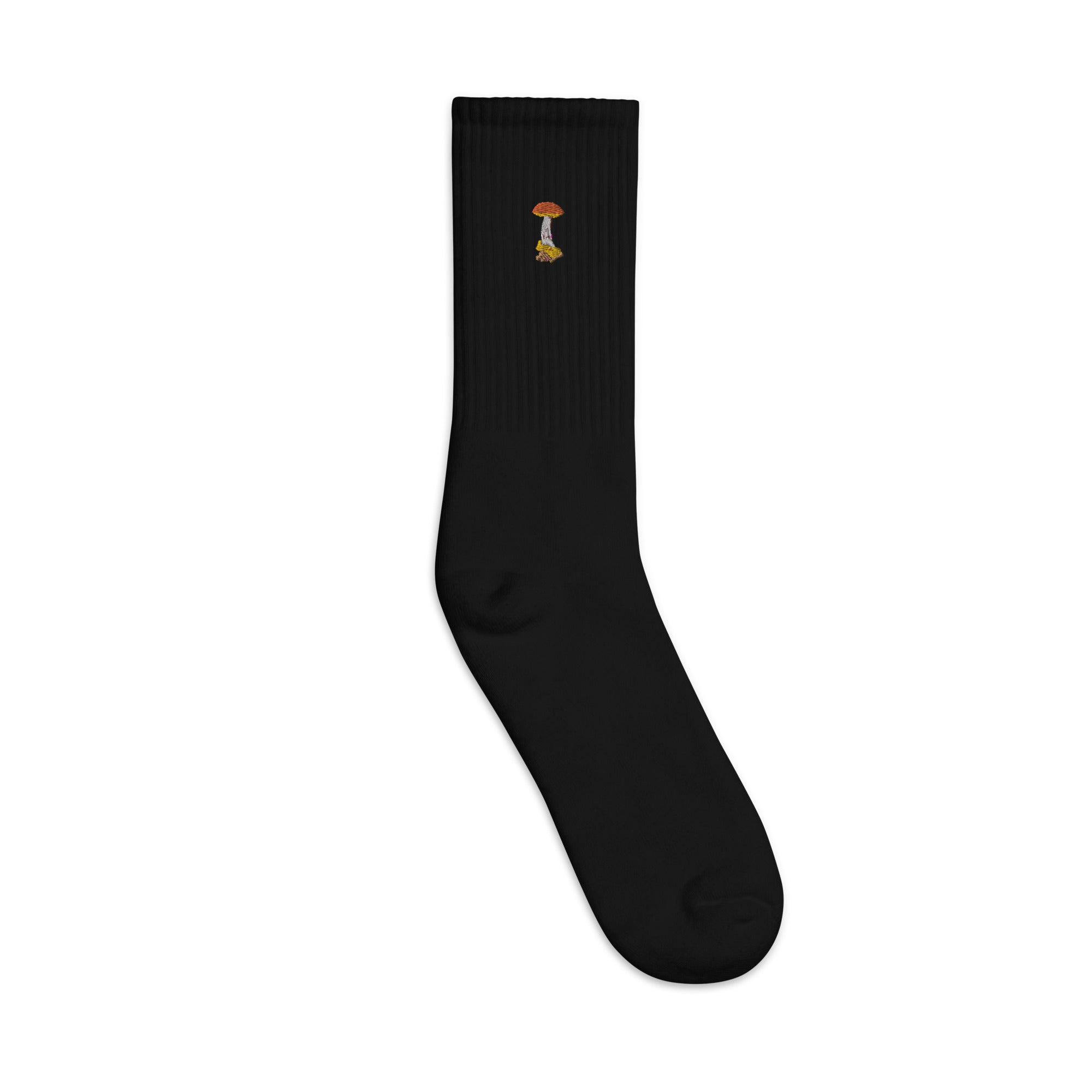Rocket Fuel Embroidered Socks with Mushroom Design