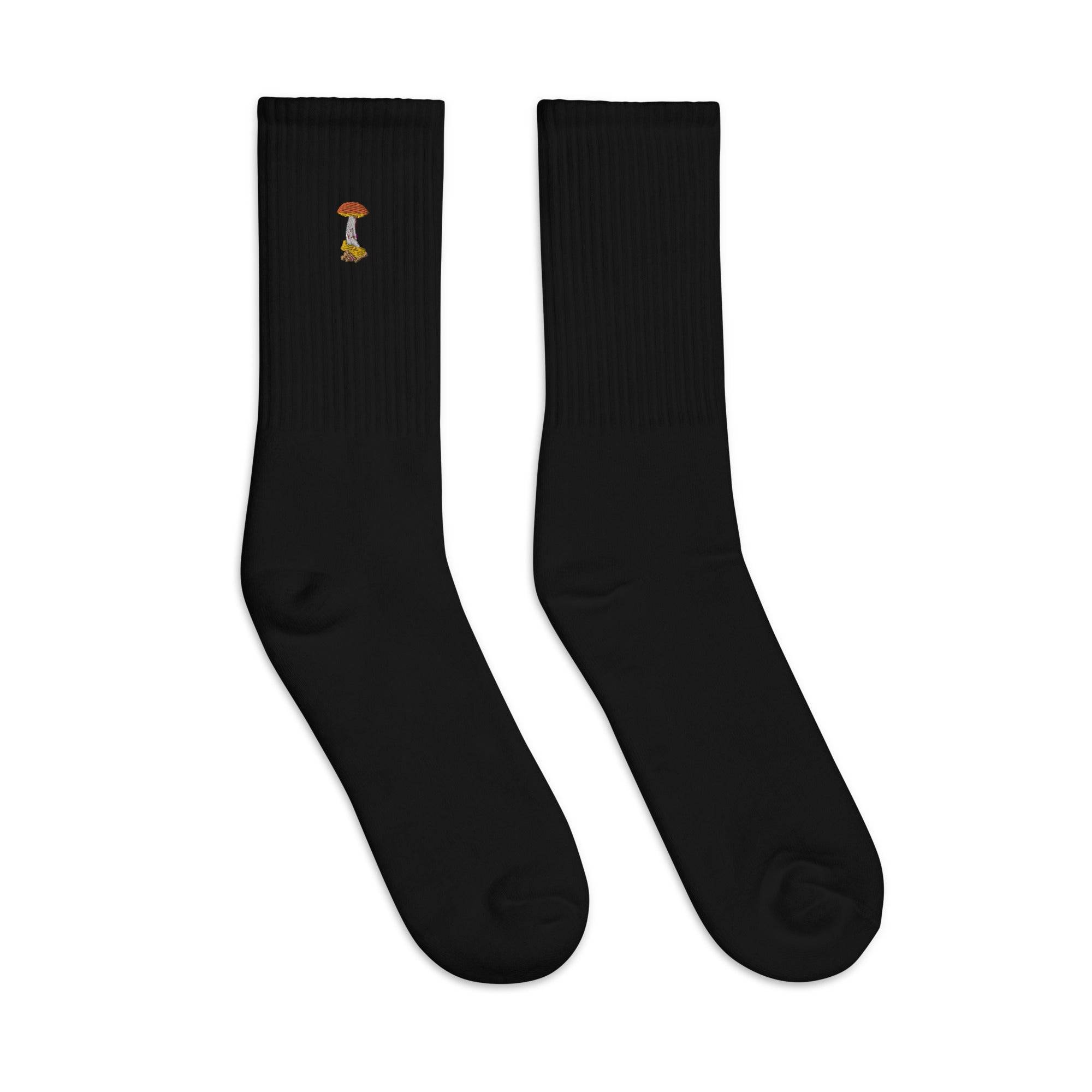 Rocket Fuel Embroidered Socks with Mushroom Design