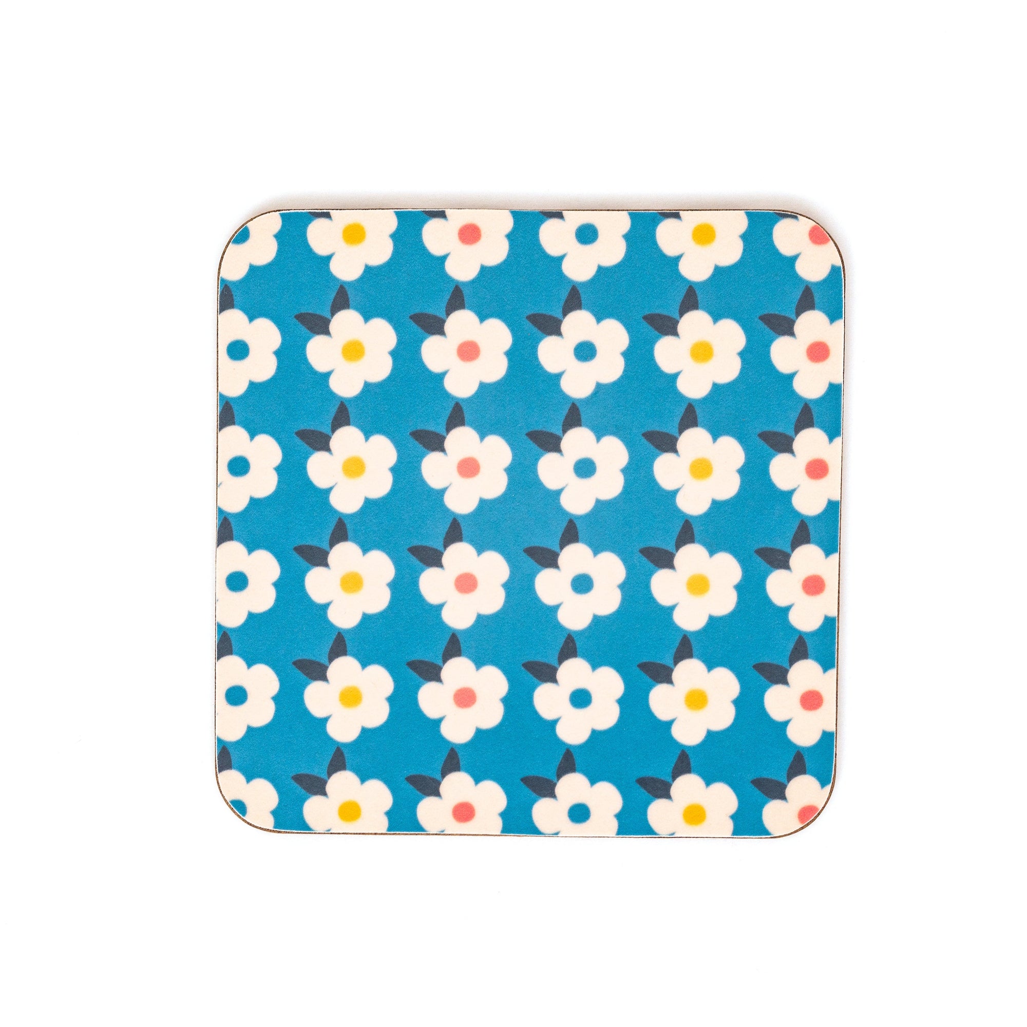 BLUE GIFT BUNDLE For Her Ocean Blue Retro Floral Enamel Cup Campervan Tin Mug Tea Towel Turquoise Colour Pop Home