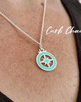 Enamel Outline Compass Large St Christopher Silver Necklace
