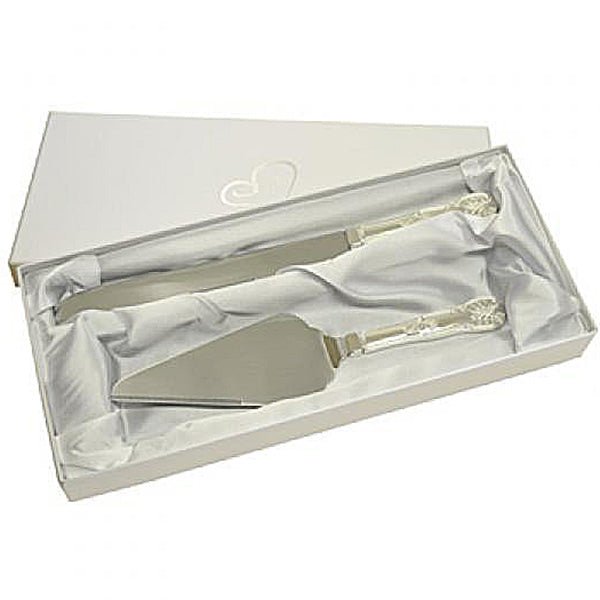 Personalised Wedding Cake Knife &amp; Server Set – Engraved Stainless Steel