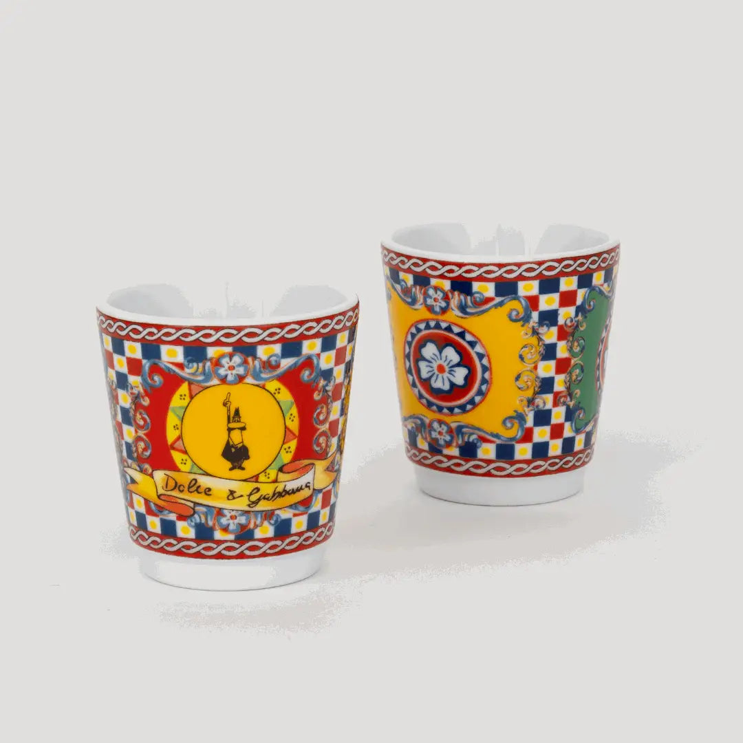 Bialetti X Dolce&amp;Gabbana Sicilian Cart Gift Set (Moka 2 Cup, 2 Cups &amp; Gold Stirrers)