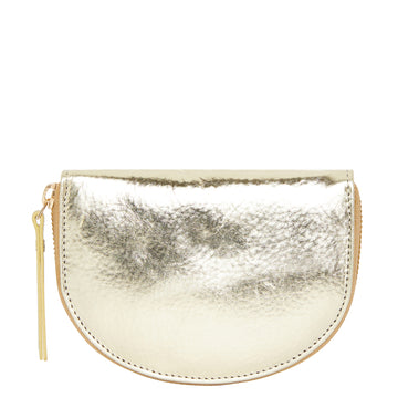 Gold Leather Zip Around Half Moon Coin Purse Brix and Bailey