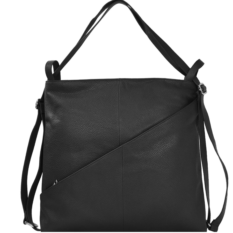 Black Leather Convertible Tote Backpack Brix Bailey Ethical Handbag Brand